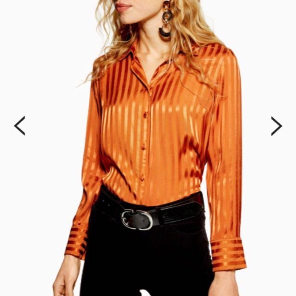 TopShop Satin Long Sleeve Blouse